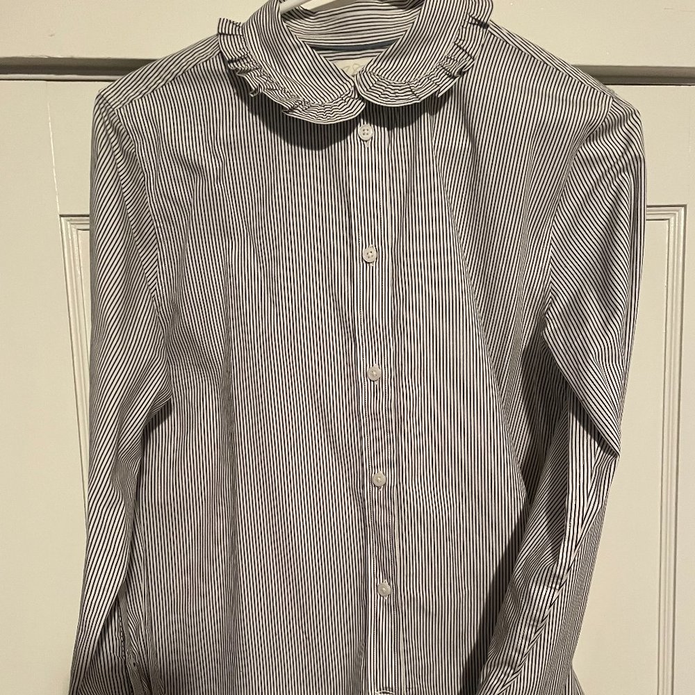 J.Crew Classic-fit ruffle-collar shirt in stripe